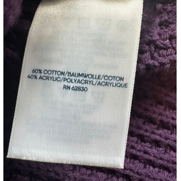 Lands End Purple Chunky Cable Knit Cowlneck Sweater Womens XL - Picture 3 of 7